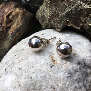 Tiffany Style Silver Ball Earrings